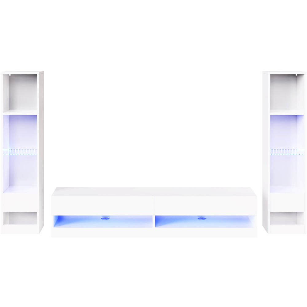 GFW Galicia 10 Shelf White Wall Mounted LED Full Media Set Image 2