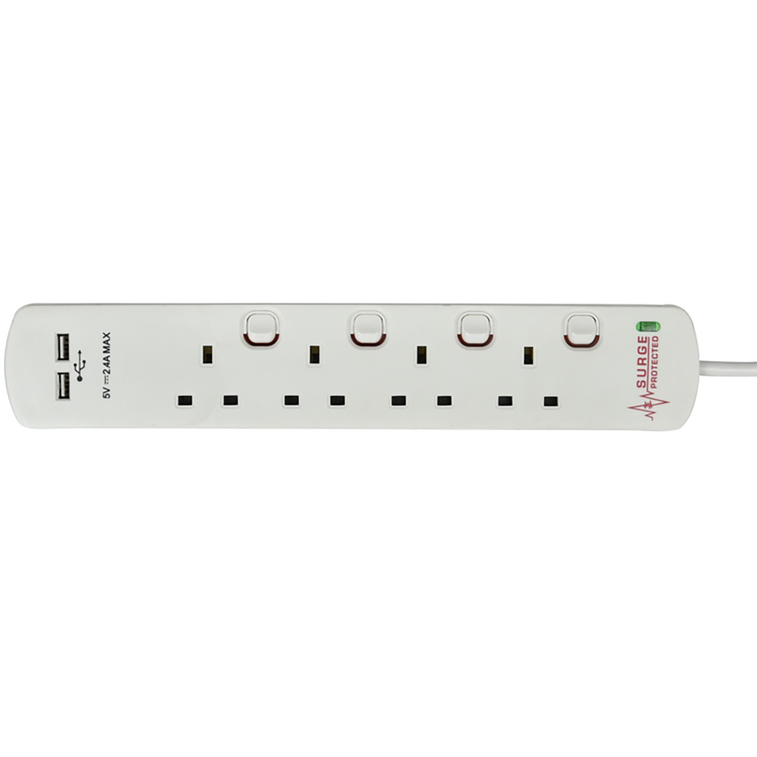 4 Gang Surge Protector with Individual Switches 2m Image