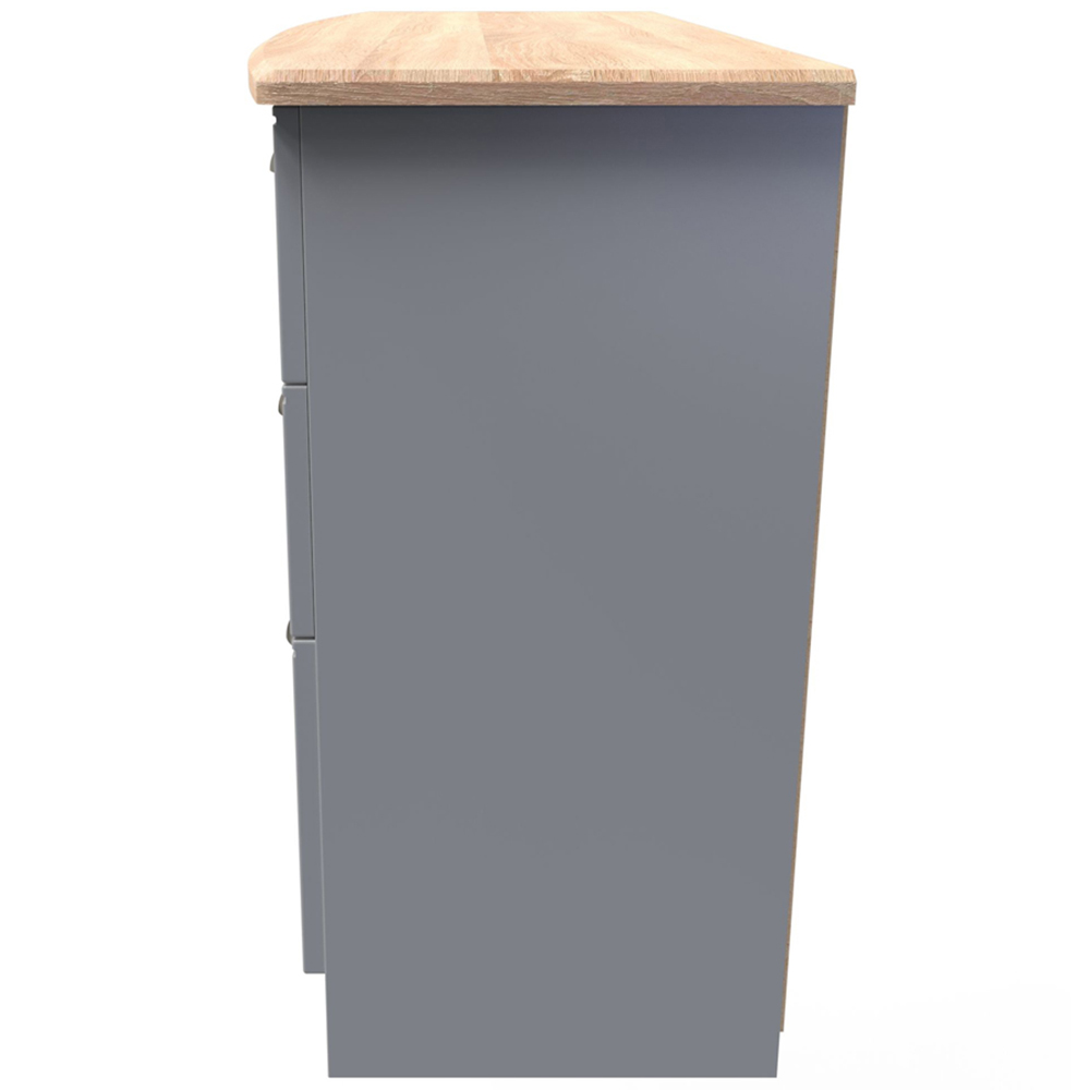 Crowndale Victoria 6 Drawer Dusk Grey and Oak Kneehole Computer Desk Image 3