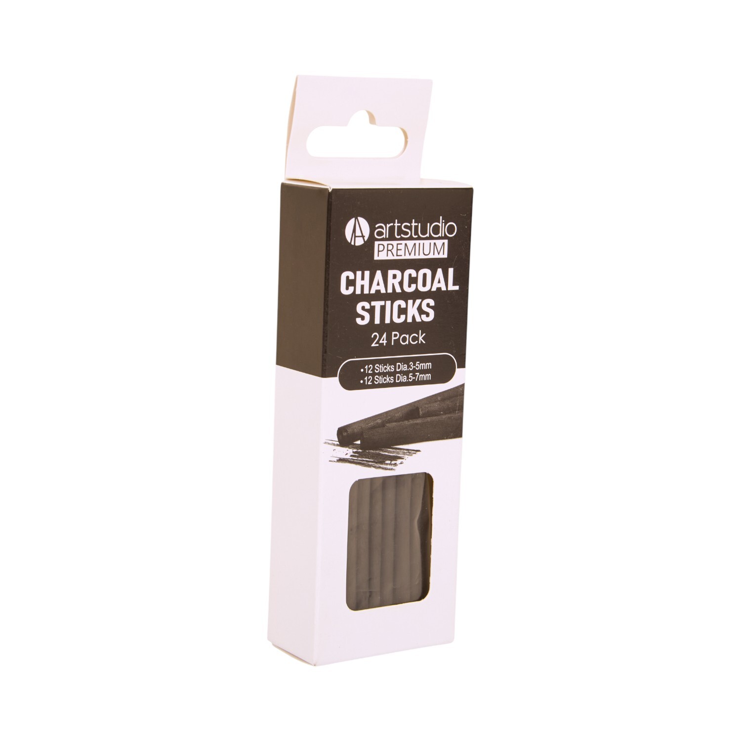 Pack of 24 Charcoal Sticks Black Image 2
