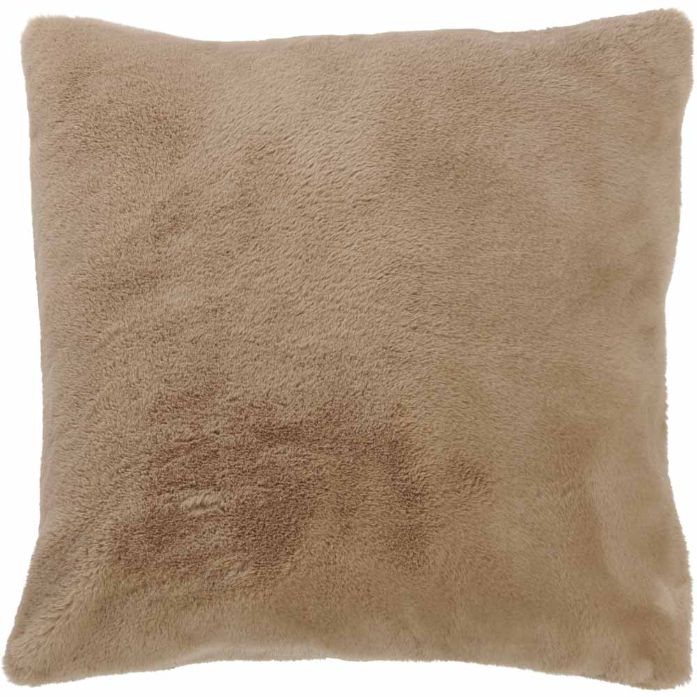 Wilko Humus Faux Fur Cushion 55 x 55cm Image 1