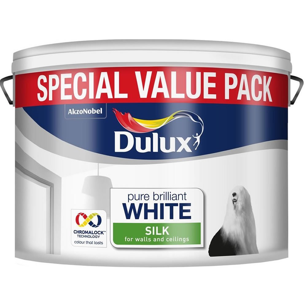 Dulux Pure Brilliant White Silk Emulsion Paint 7.5L Image 2