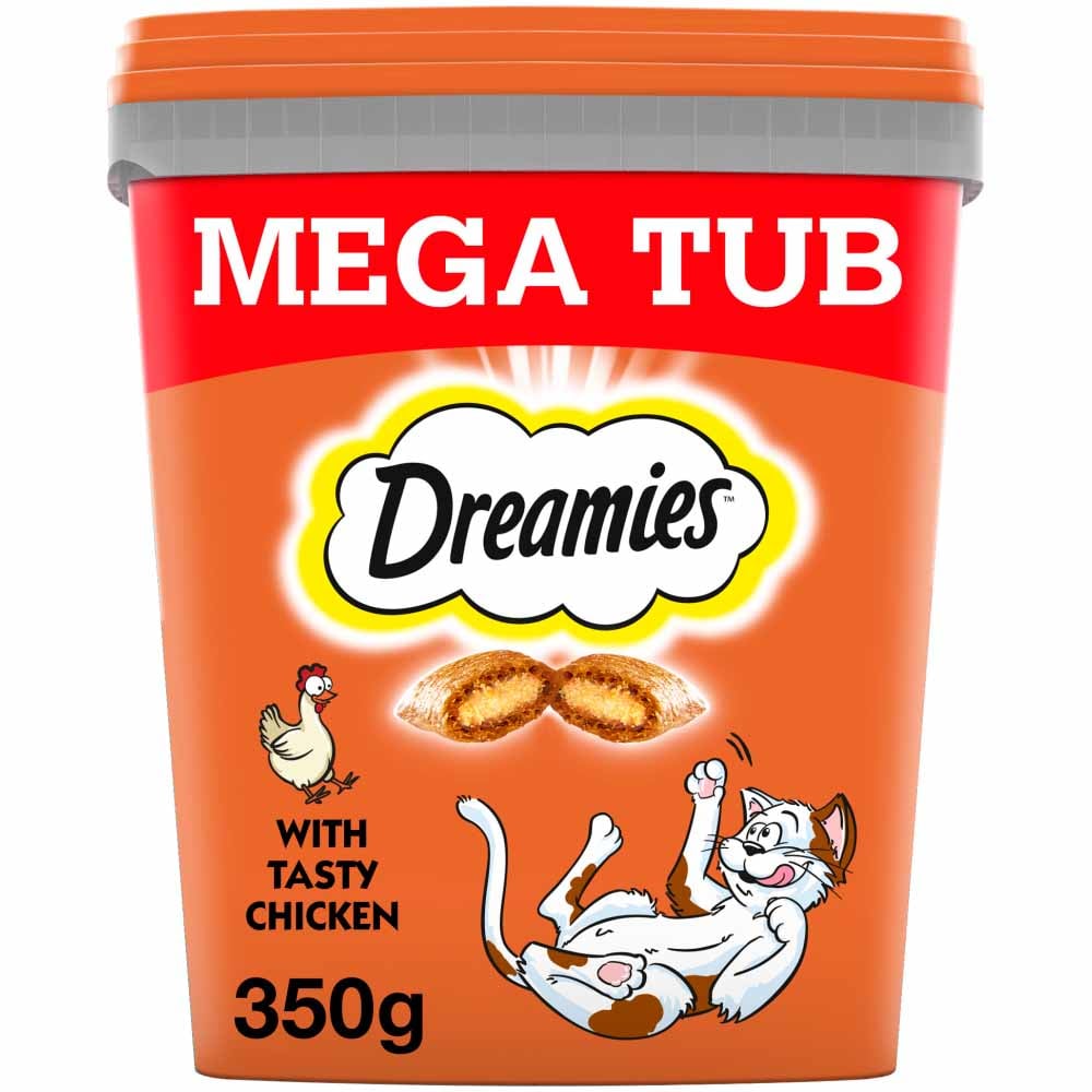 Dreamies Chicken Cat Treats Mega Tub Case of 2 x 350g Image 2