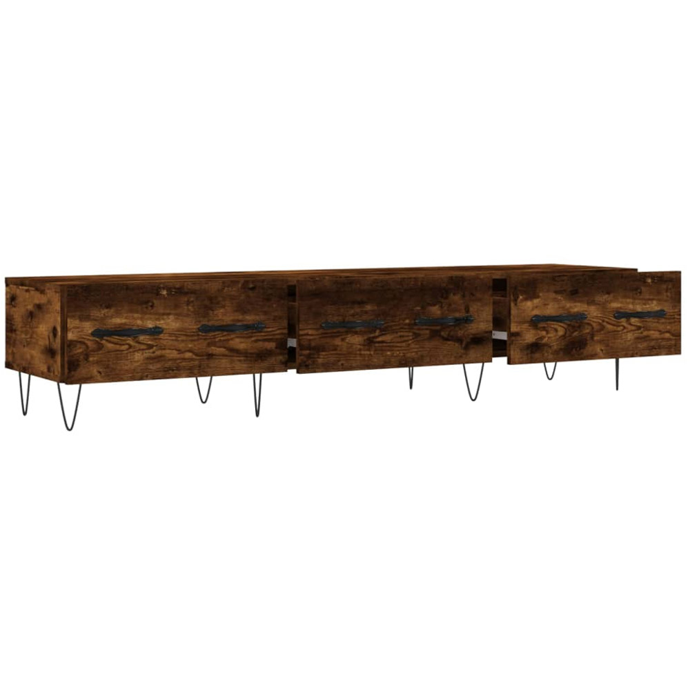 vidaXL 3 Drawer Brown TV Cabinet with Metal Legs Image 6