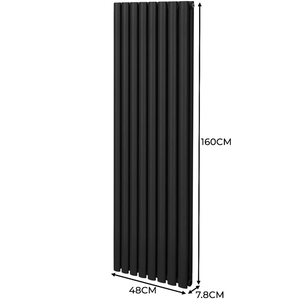 Monster Shop 5593BTU Black Oval Column Radiator and Valves 1600 x 480mm Image 6