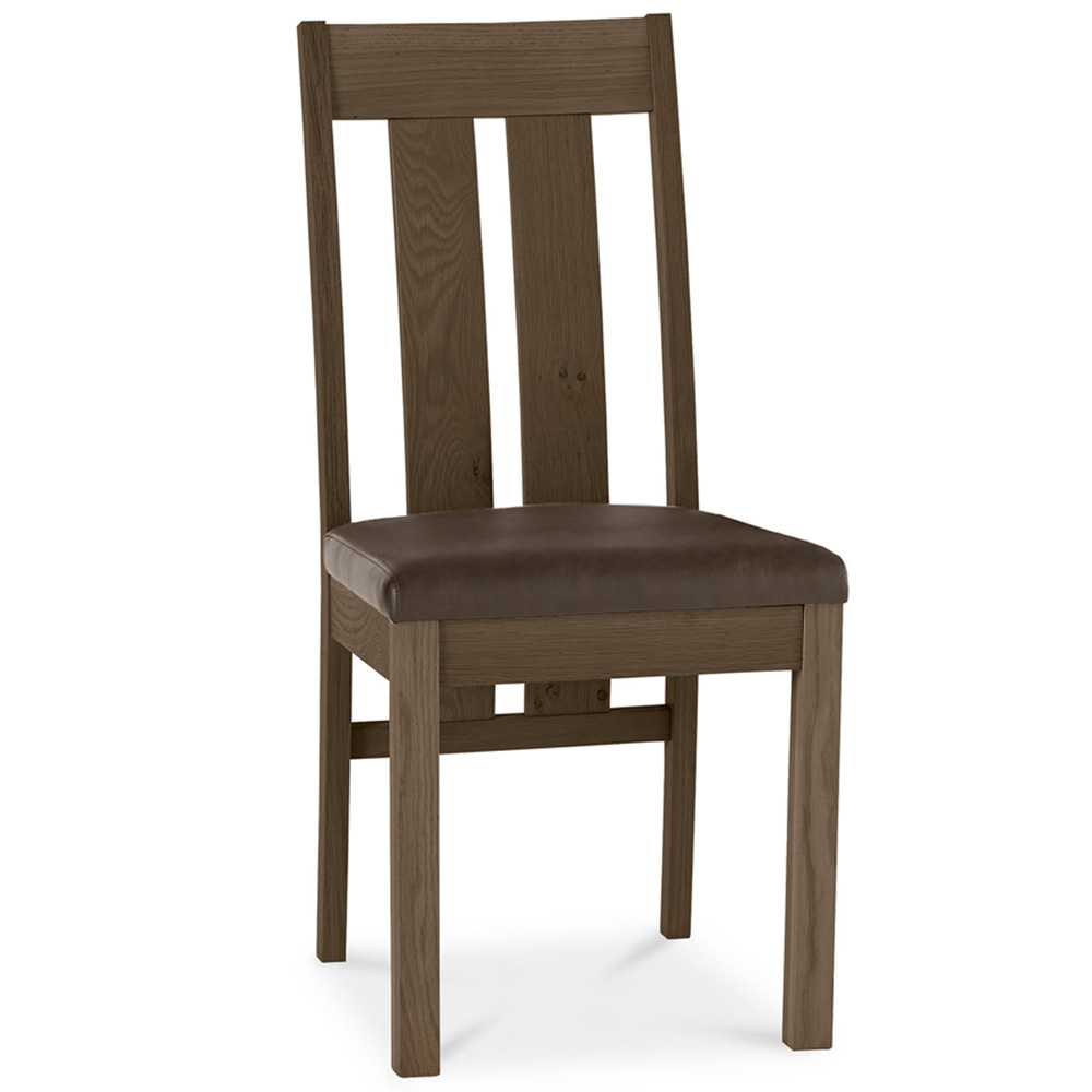 Bentley Designs Turin Set of 2 Dark Oak Old West Vintage Slatted Back Chair Image 2