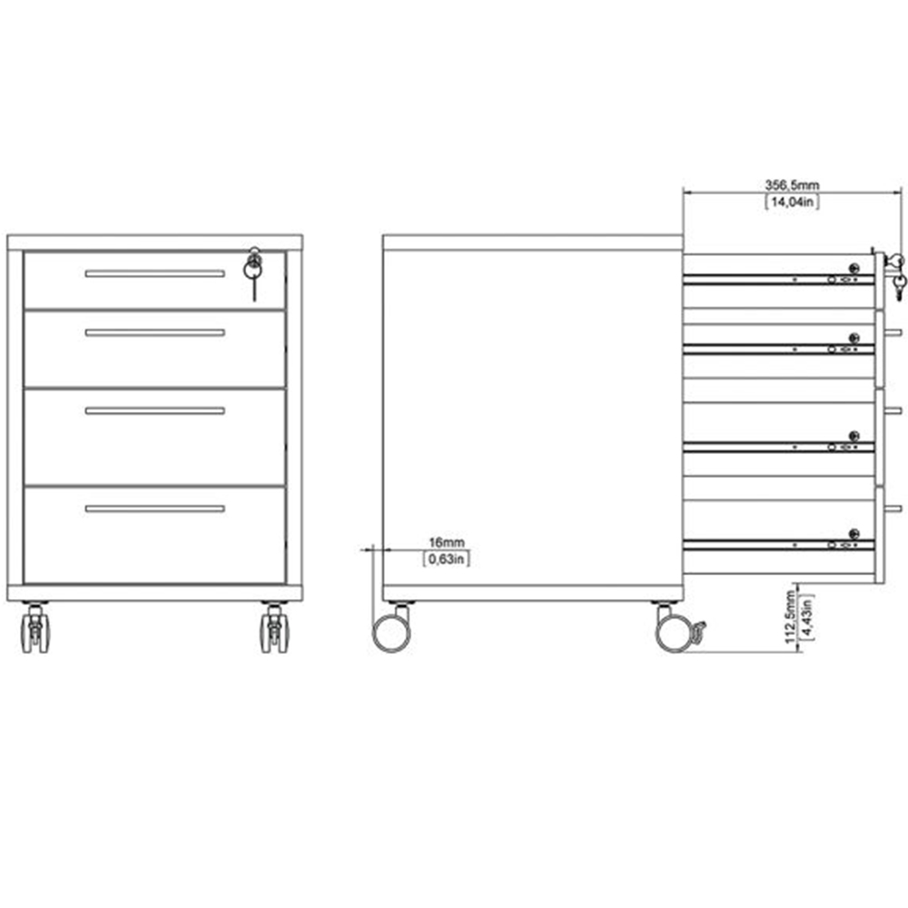 Florence 4 Drawer Oak Mobile Cabinet Image 8