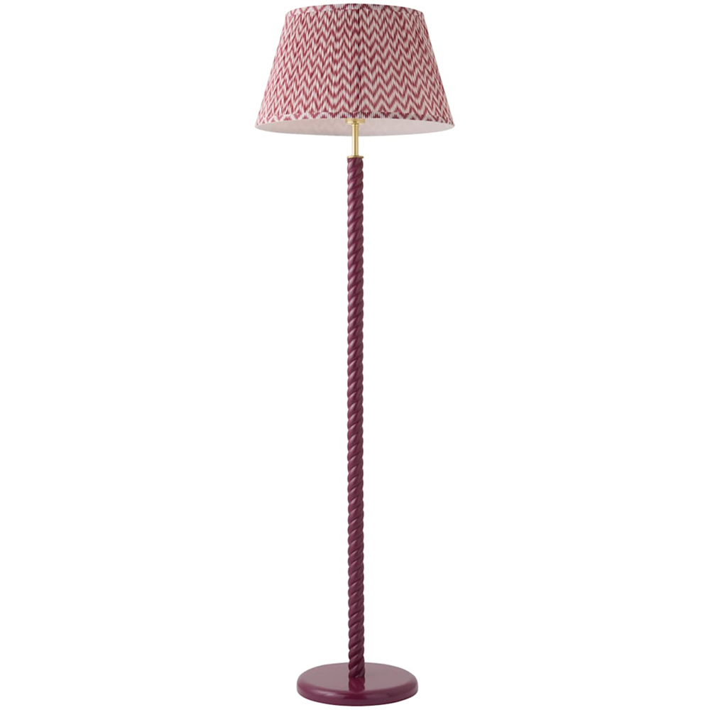 ValueLights Amara Pink Chevron Pleated Shade Pink Twist LED Floor Lamp with Bulb Image 1