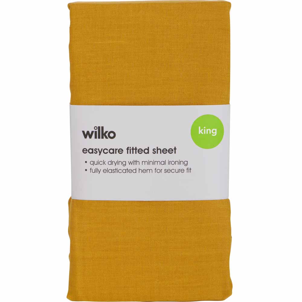 Wilko King Mustard Fitted Bed Sheet Image 2