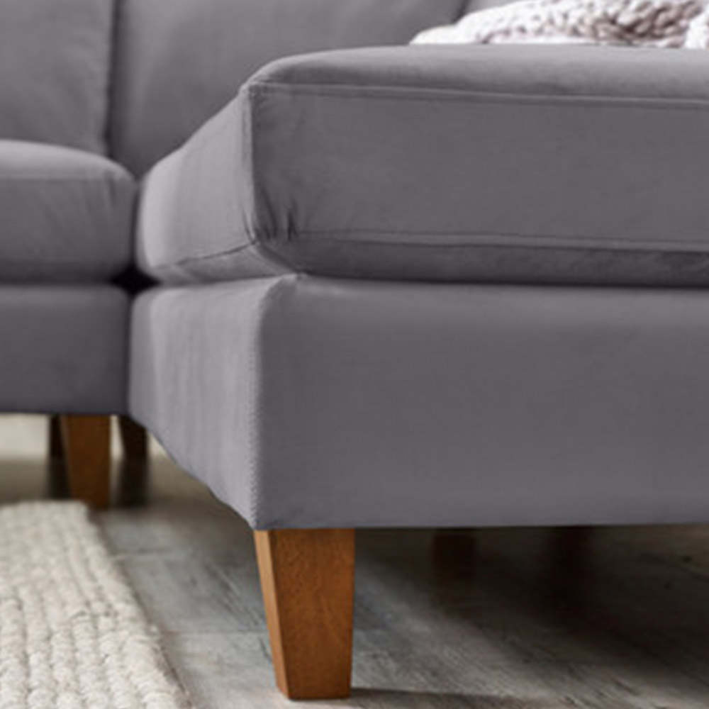 Furniturebox Fraser 4 Seater Grey Velvet L Shape Sofa Image 3