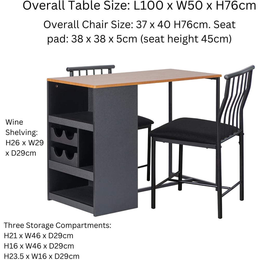 Greenhurst 2 Seater White and Tan MDF Compact Bistro Set with Storage Image 7