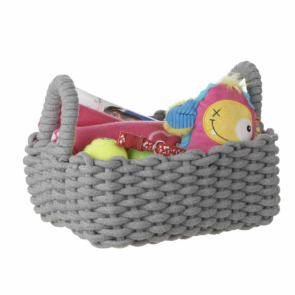 Wilko Rope Basket Medium Rectangular Grey Wilko