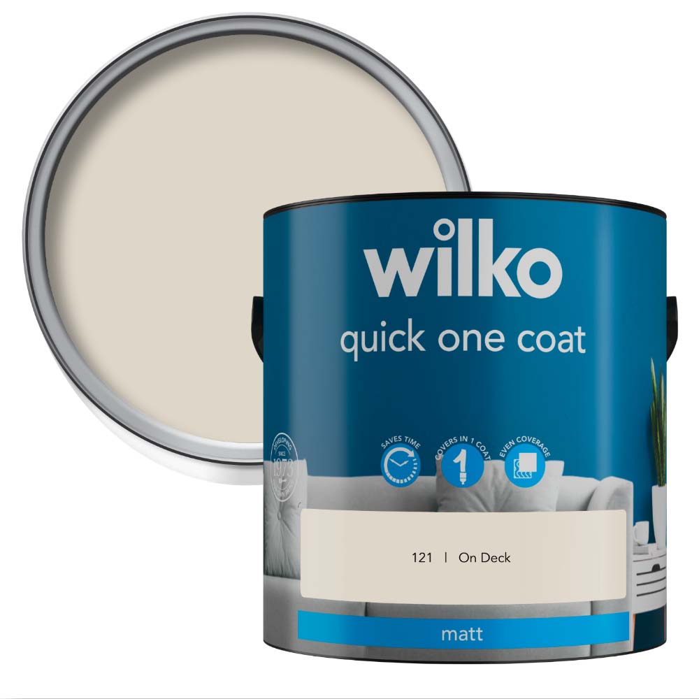 Wilko Quick One Coat Paint On Deck Matt Emulsion Paint 2.5L Image 1