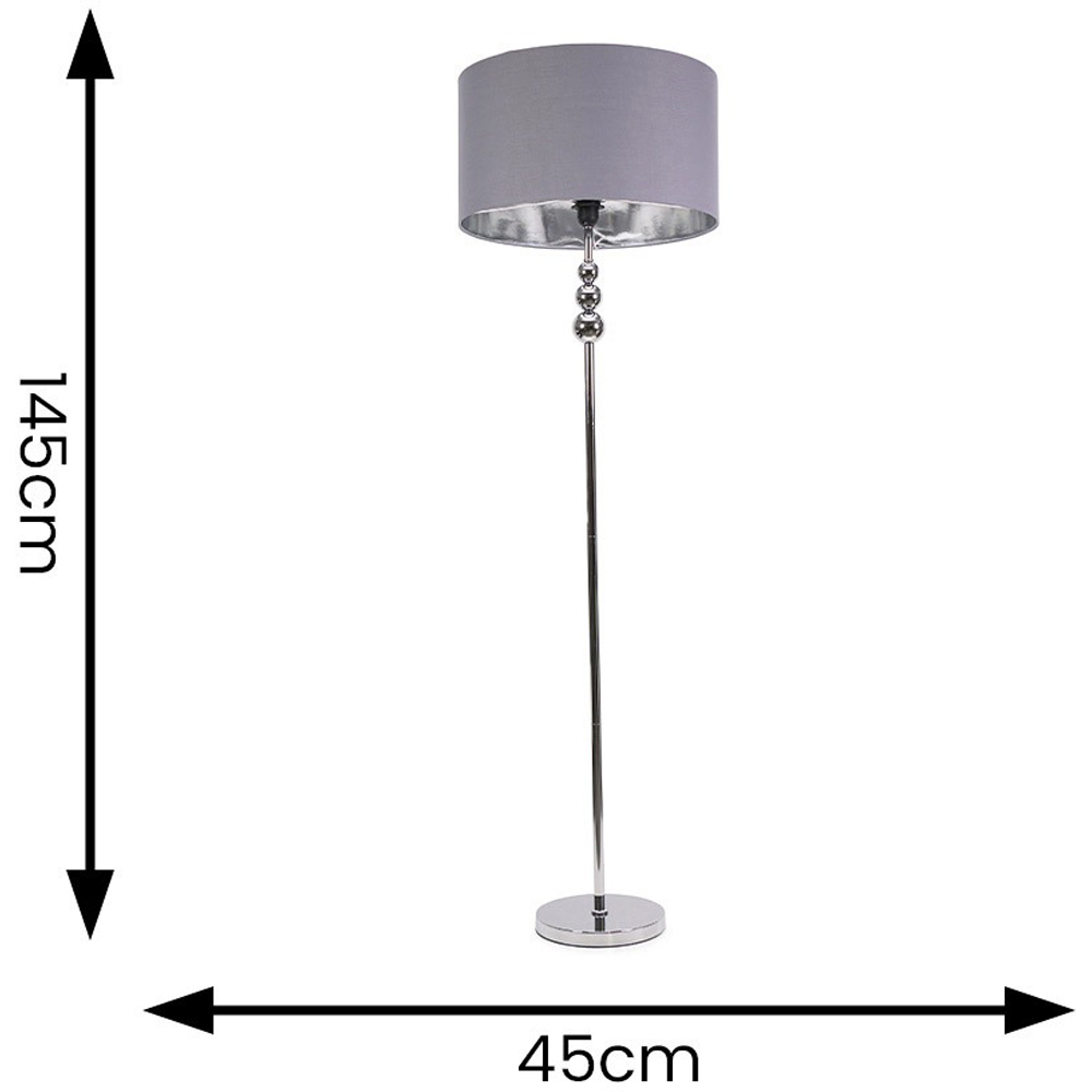 ValueLights Marissa Reni Grey Shade and Chrome Ball LED Floor Lamp Image 7