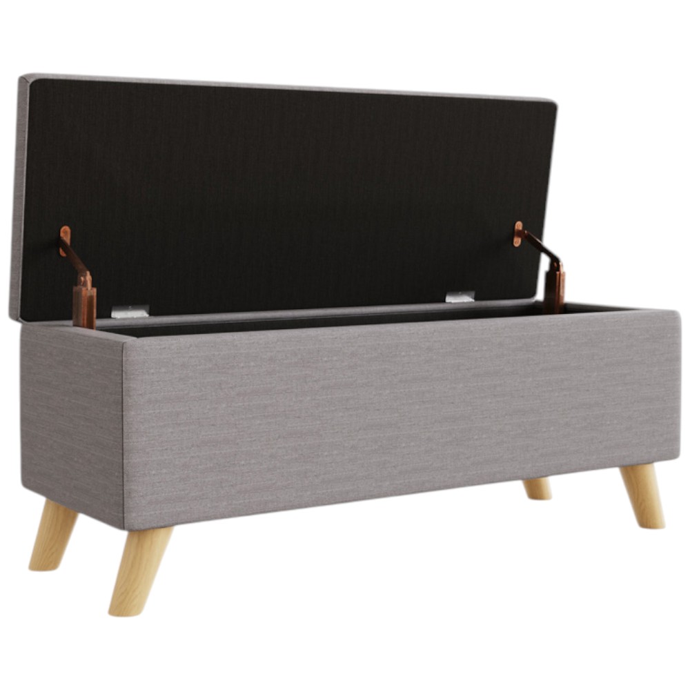 GFW Secreto Grey Hopsack Fabric Ottoman Storage Bench Image 4