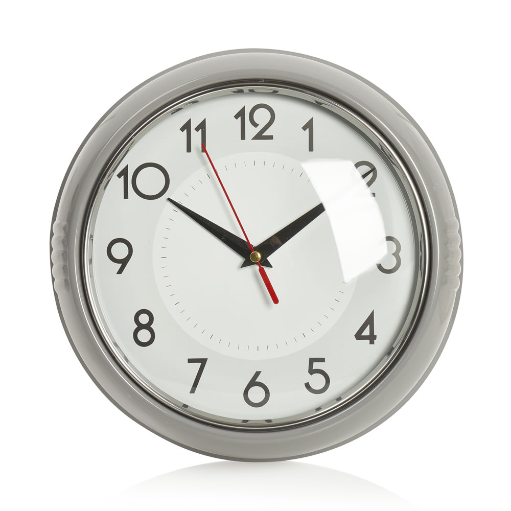 Wilko Retro Grey Wall Clock Image 1