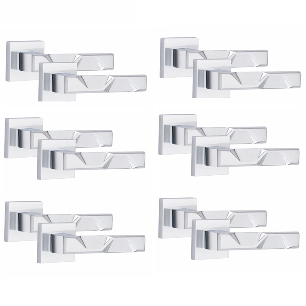 Golden Grace Polished Chrome Modern Nova Premium Door Handle Set 6 Pack Image 1