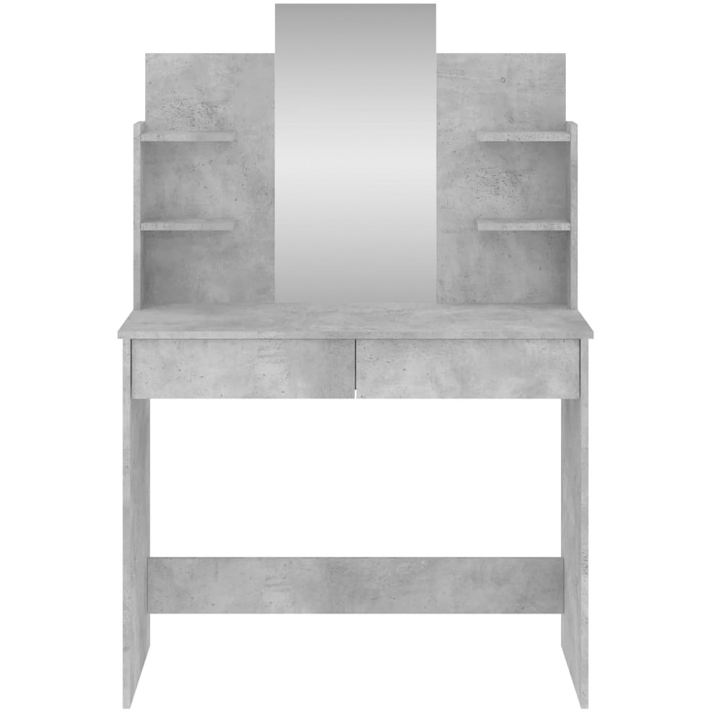 vidaXL 2 Drawer 4 Shelf Concrete Grey Dressing Table with Mirror Image 4
