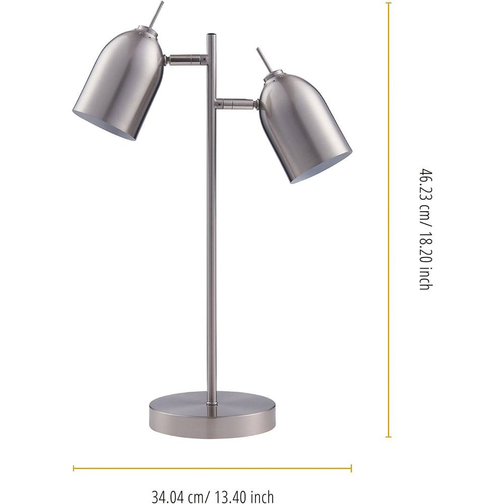 Teamson Home Mason Brushed Nickel Finish 2 Light Table Lamp Image 6