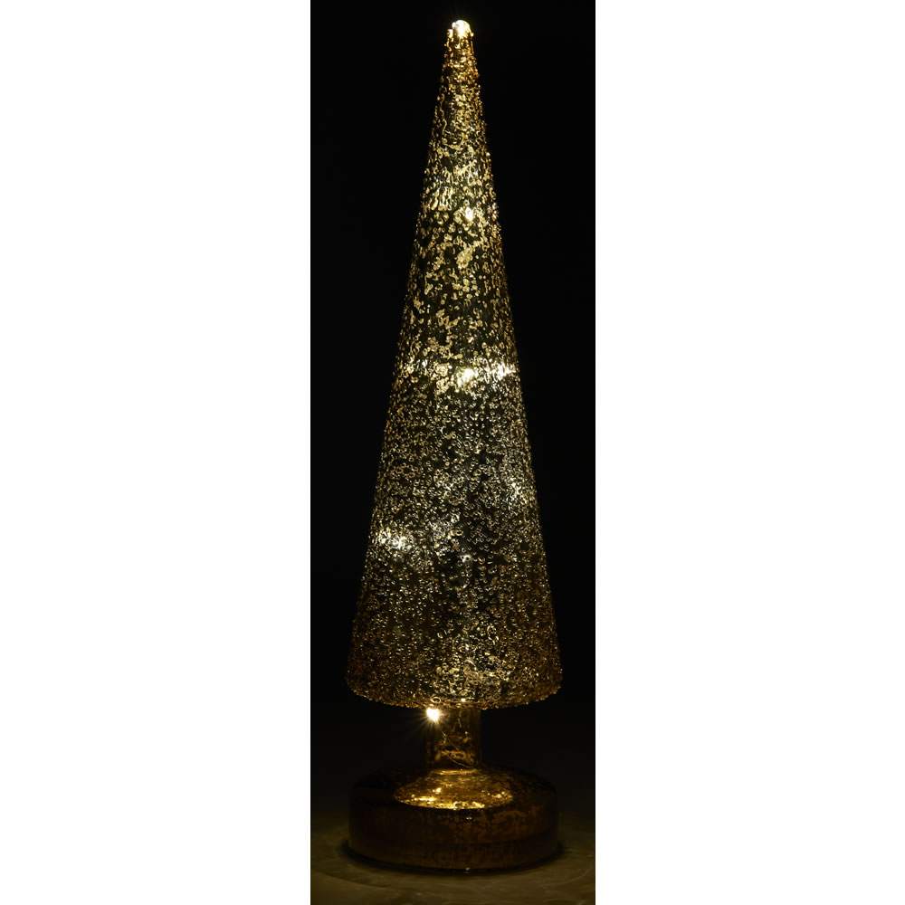 Wilko Medium Luxe Sparkle Gold LED Christmas Tree Ornament Image 2