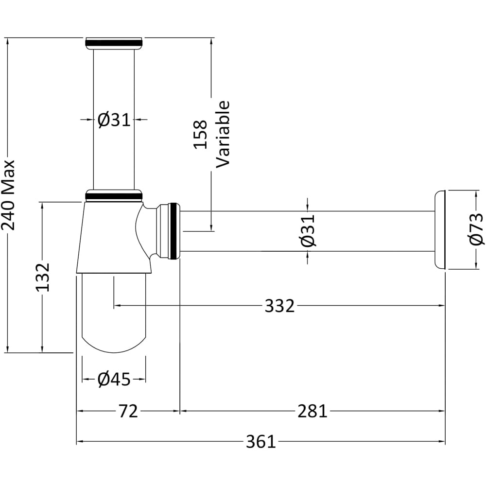 nuie Ceramics Accessories Chrome Bottle Trap Image 2