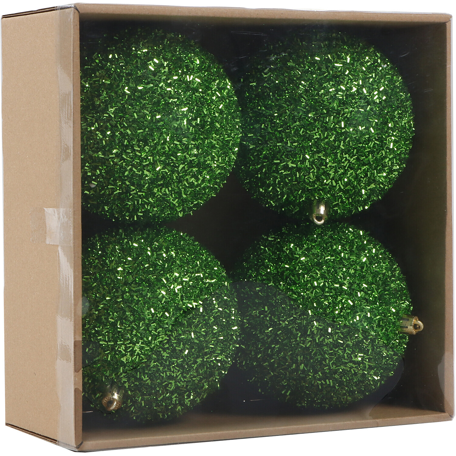 Pack of 4 Tinsel Baubles Green Image 4