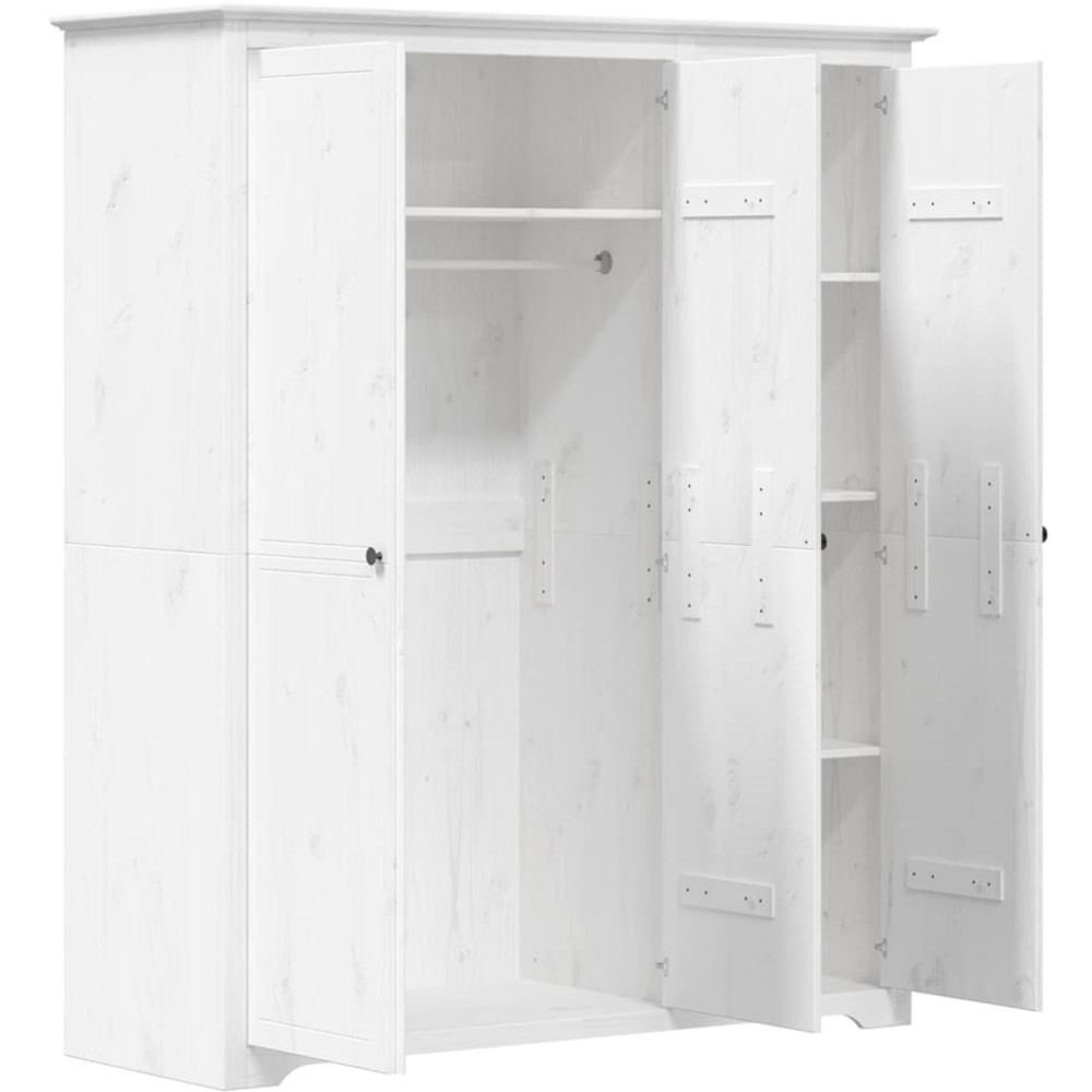 vidaXL Bodo 3 Door White Solid Wood Pine Wardrobe Image 4