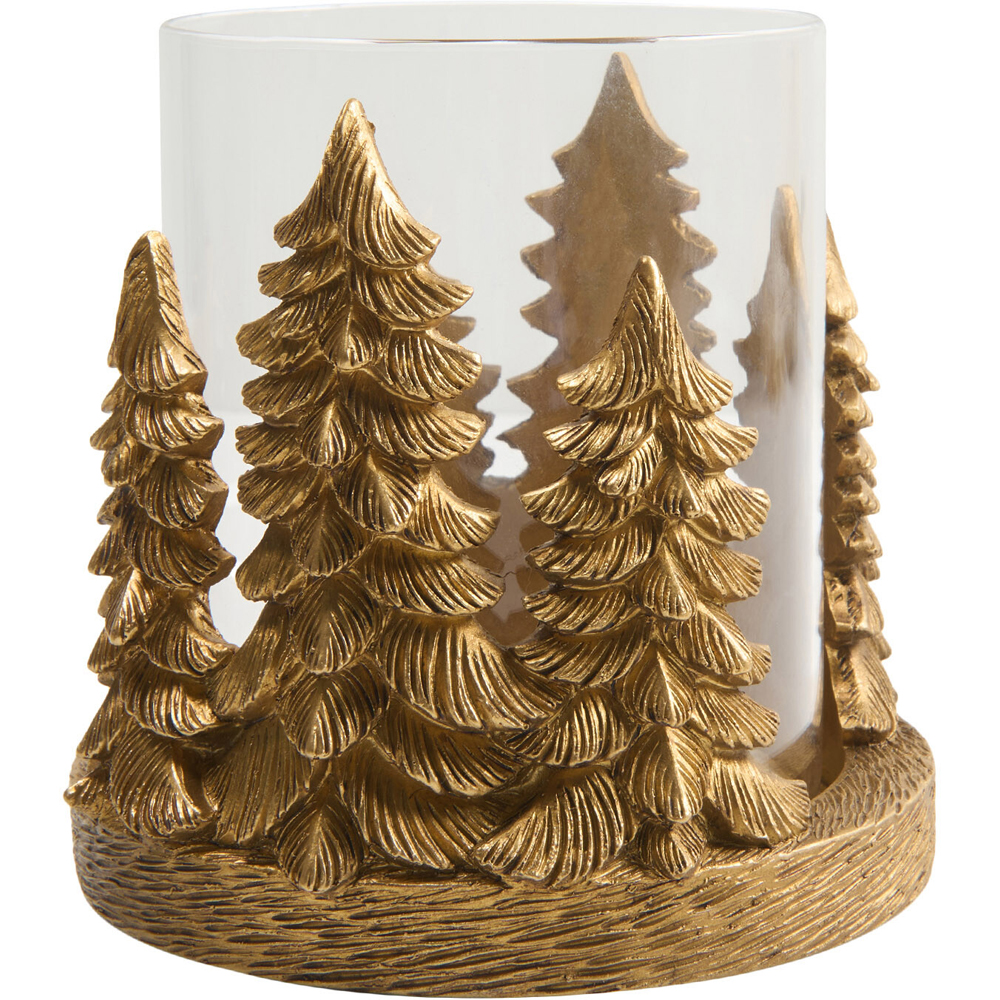 Gold Tree Hurricane Candle Holder Image 1