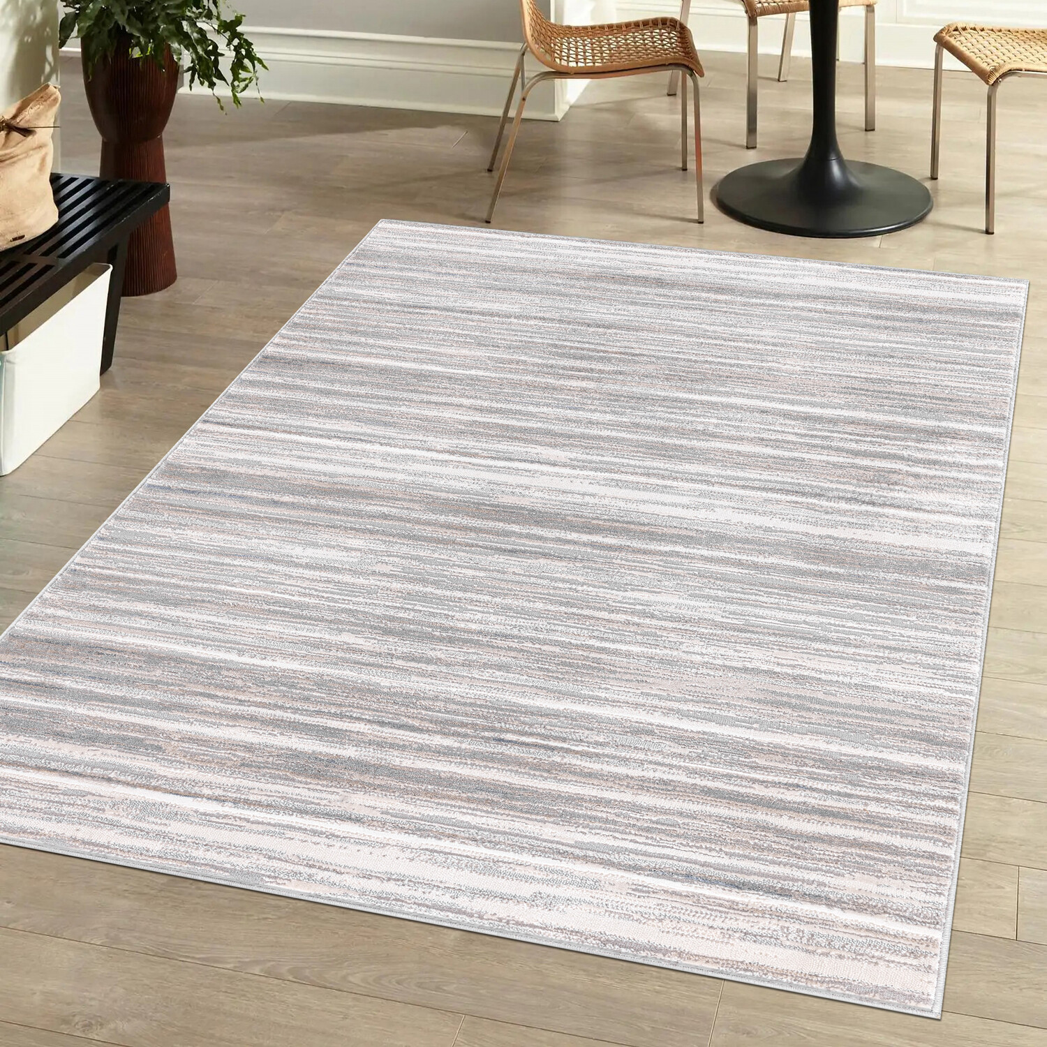 Eden Stripes Rug - Grey / 160cm Image 2