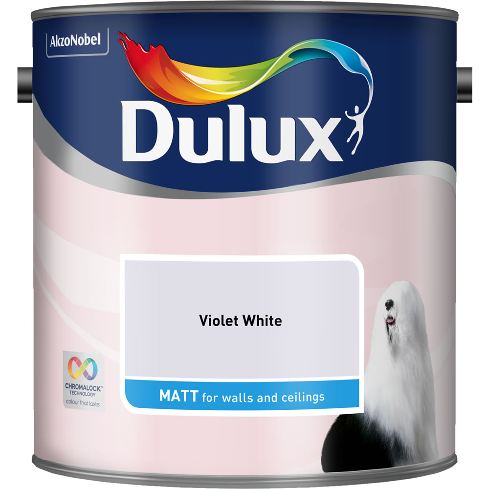 Dulux Violet White Matt Emulsion Paint 2.5L Image 1