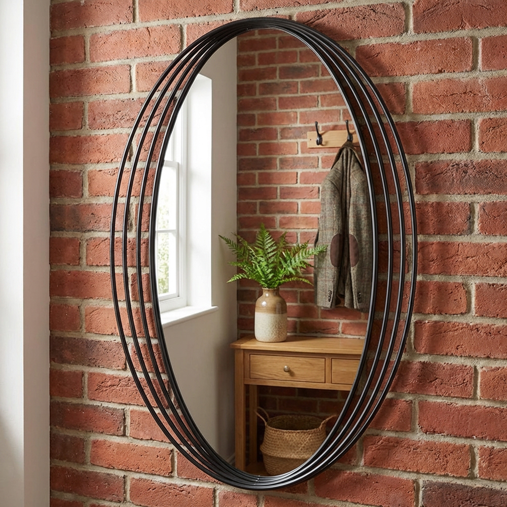 Black Swirl Oval Mirror Image 3