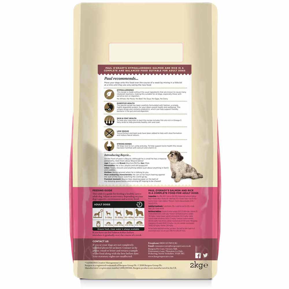 Paul O'Grady Salmon Hypoallergenic Dog Food 2kg Wilko