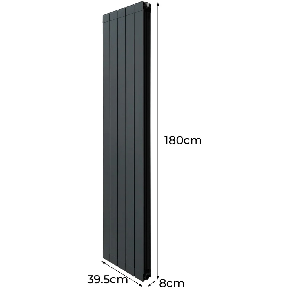 Monster Shop 7319BTU Anthracite Grey Aluminium Radiator with Valves 1800 x 395mm Image 6
