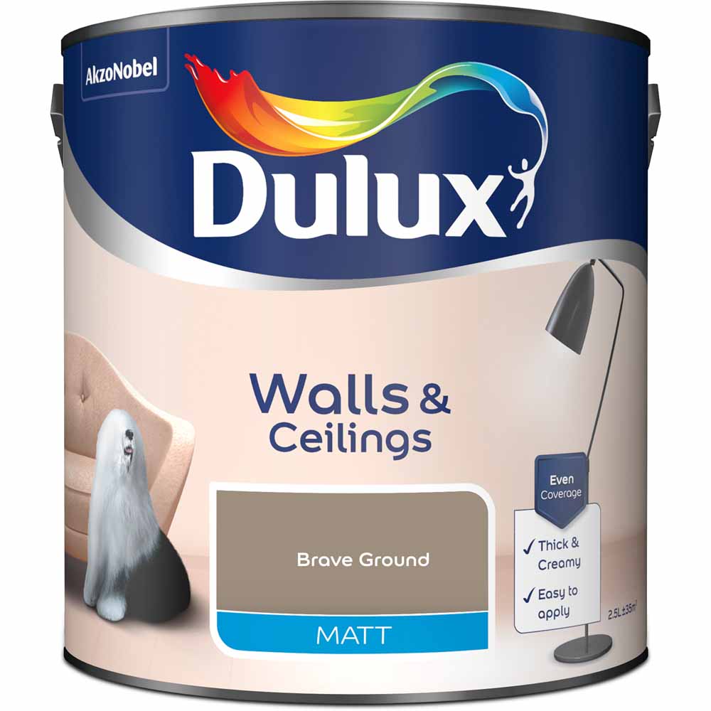 Dulux Wall & Ceilings Brave Ground Matt Emulsion Paint 2.5L Image 2