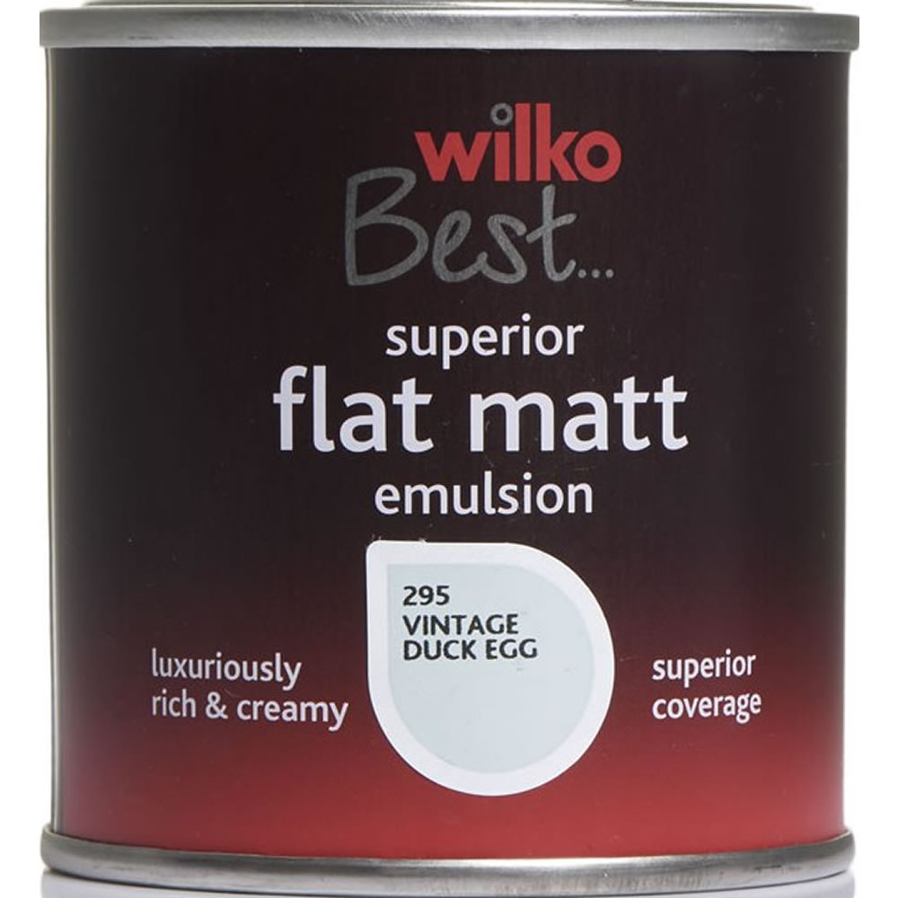 Wilko Best Vintage Duck Egg Flat Matt Emulsion Paint Tester Pot 125ml Image 1