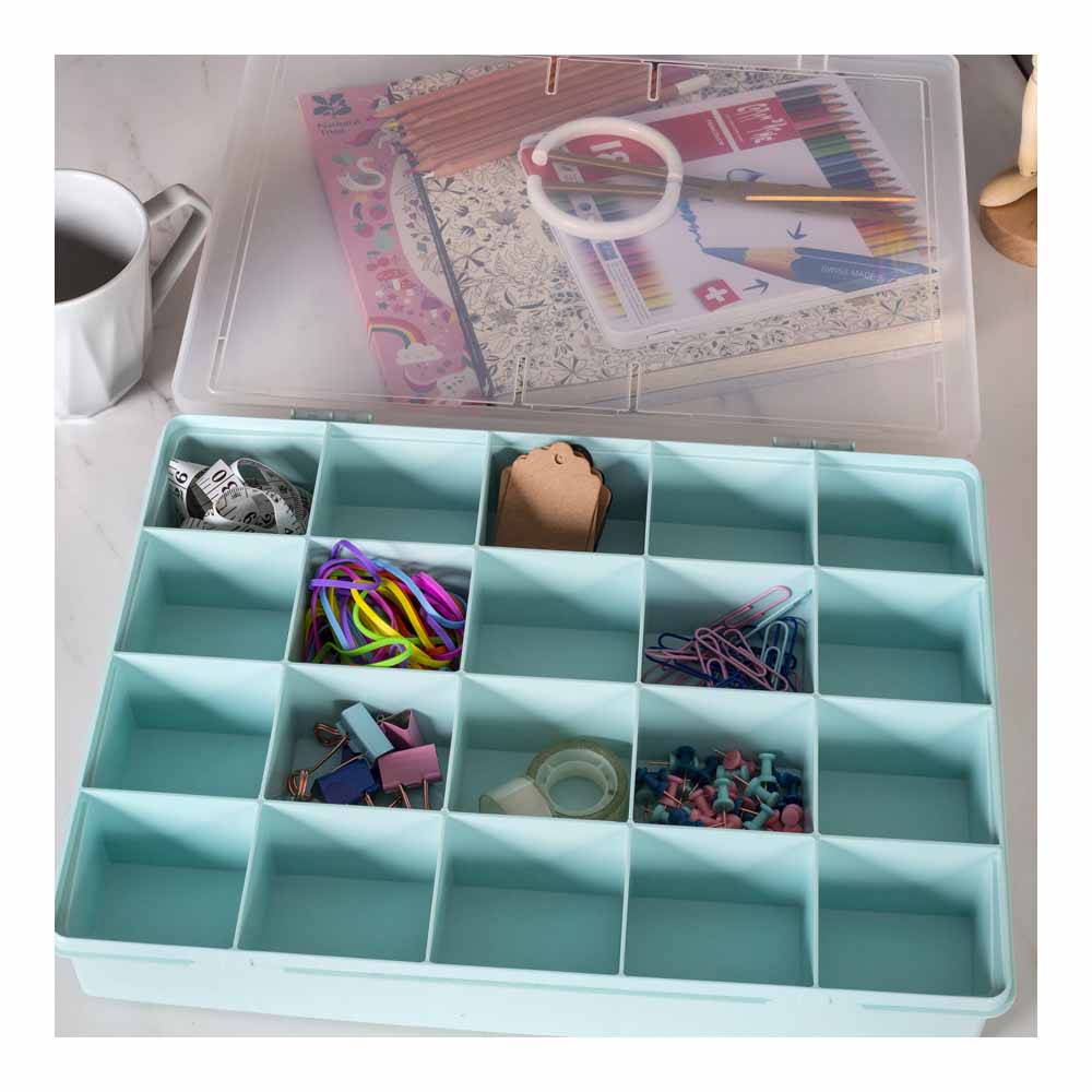 Wham Organiser Box Rectangle 20 Dividers 38cm Wilko