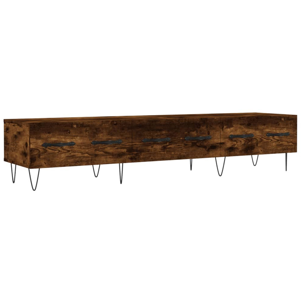 vidaXL 3 Drawer Brown TV Cabinet with Metal Legs Image 2