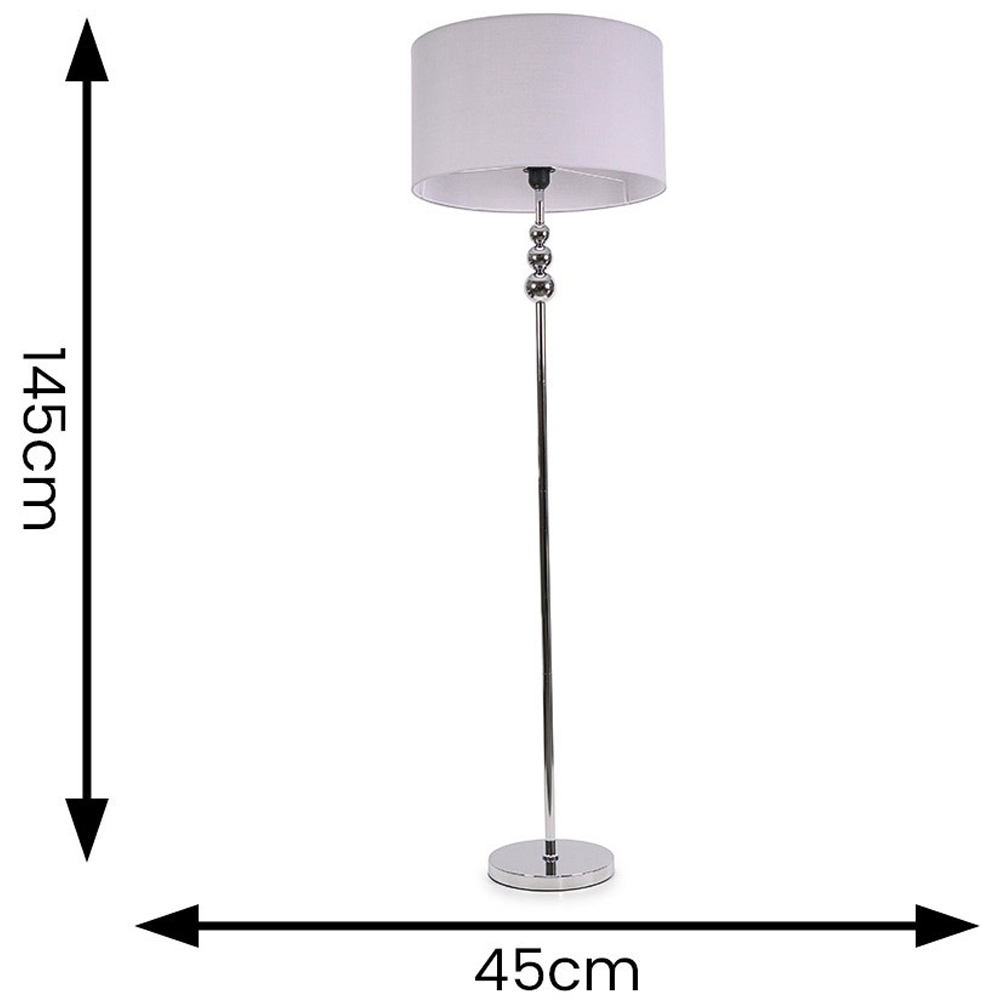 ValueLights Marissa Reni Grey Shade and Chrome Ball LED Floor Lamp Image 7