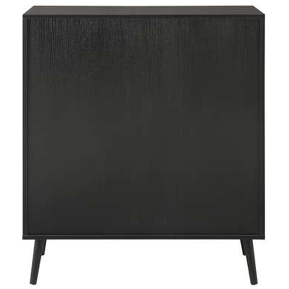 Croxley 5 Drawer Black and Oak Rattan Chest of Drawers Image 5