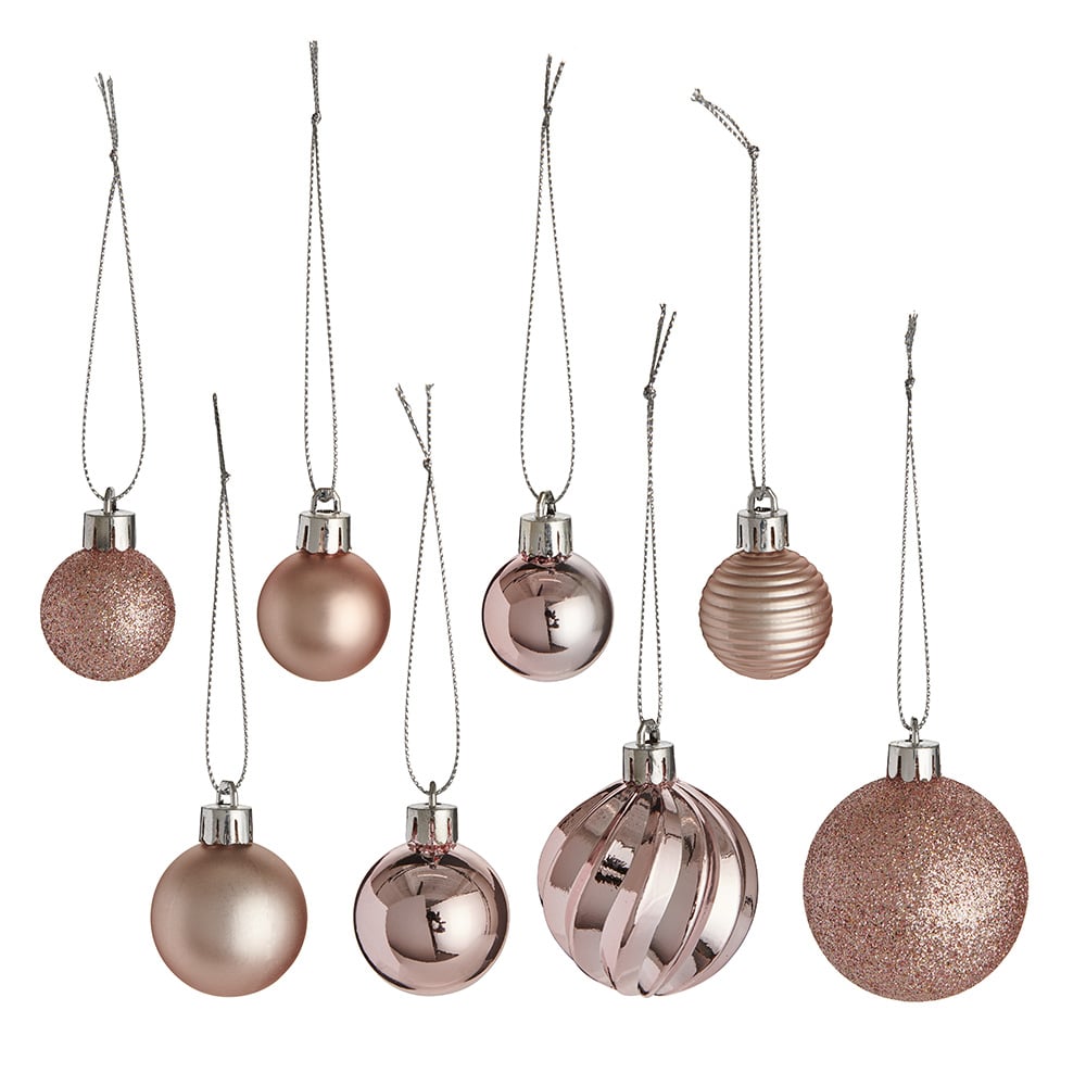 Wilko 35 Pack Small Majestic Mix Pink Baubles Image 2
