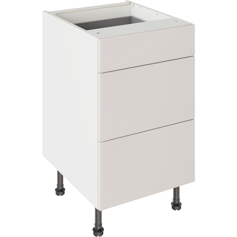 Kitchen Kit Slab Gloss Light Grey 3 Drawer Base Kitchen Cabinet Flatpack 500mm Image 1