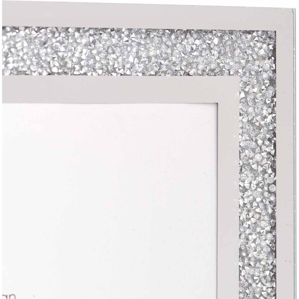 photo frame glass mirror gem silver sparkle 6"x8" 10x15cm freestanding gift  