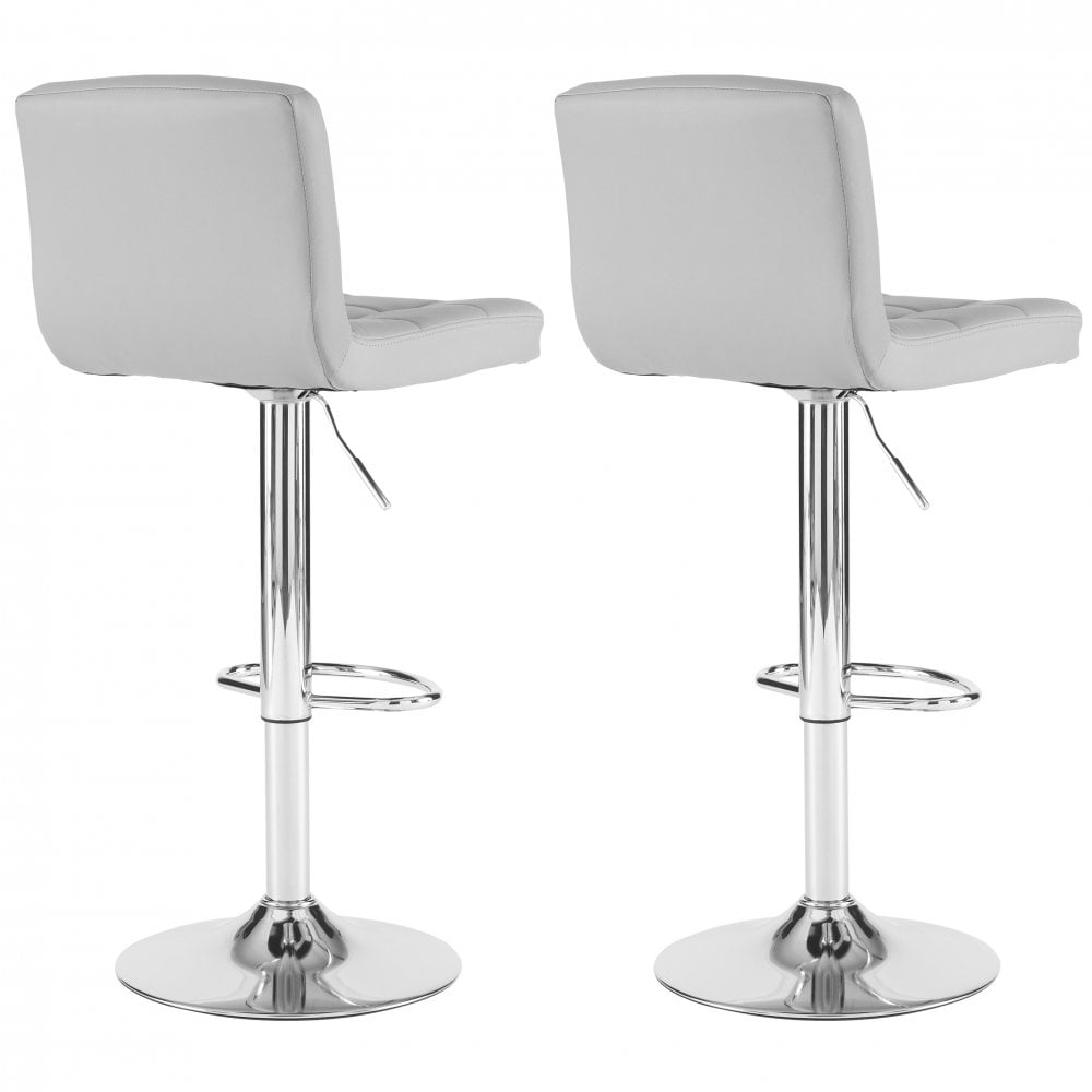 Neo Grey and Chrome Faux Leather Swivel Bar Stool Set of 2 Image 4