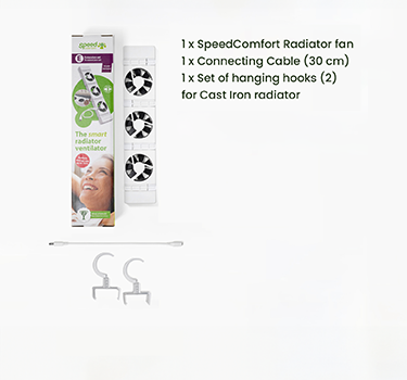SpeedComfort white radiator booster extension set with hooks