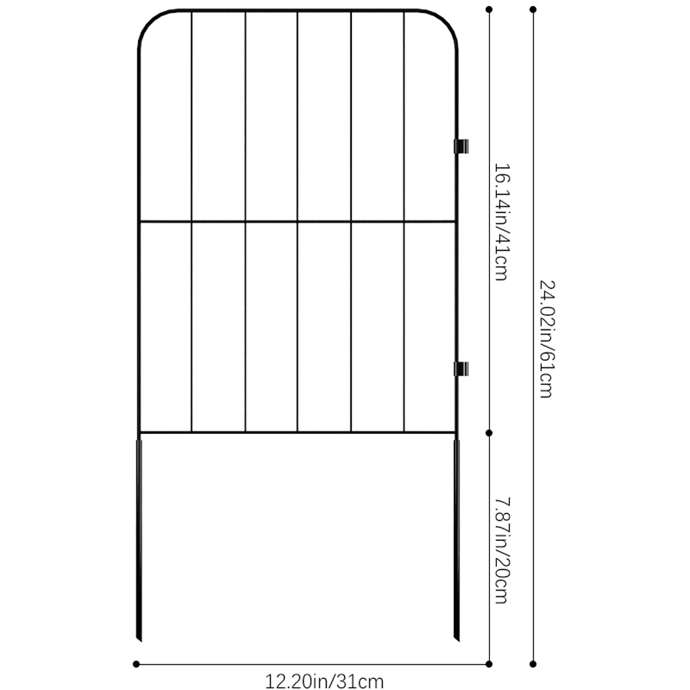 Living and Home Black 31 x 61cm 25 Pack Multipurpose Wrought Iron Garden Fence Image 9