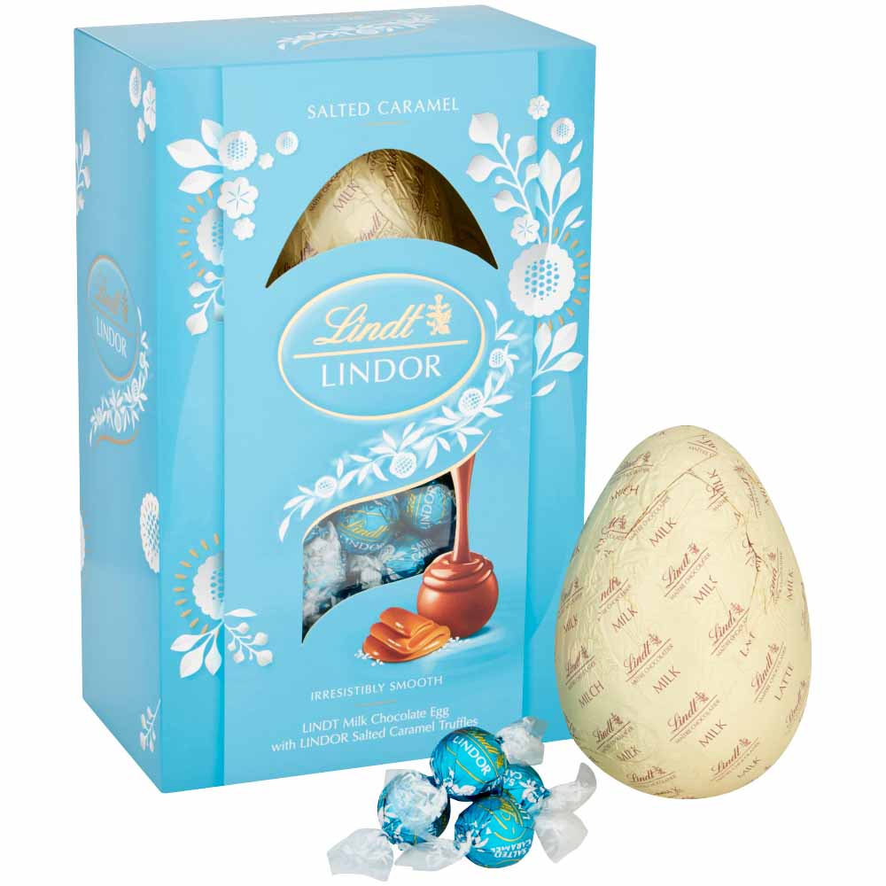 Lindor Milk Chocolate Easter Egg with Salted Caramel Truffles 260g Wilko