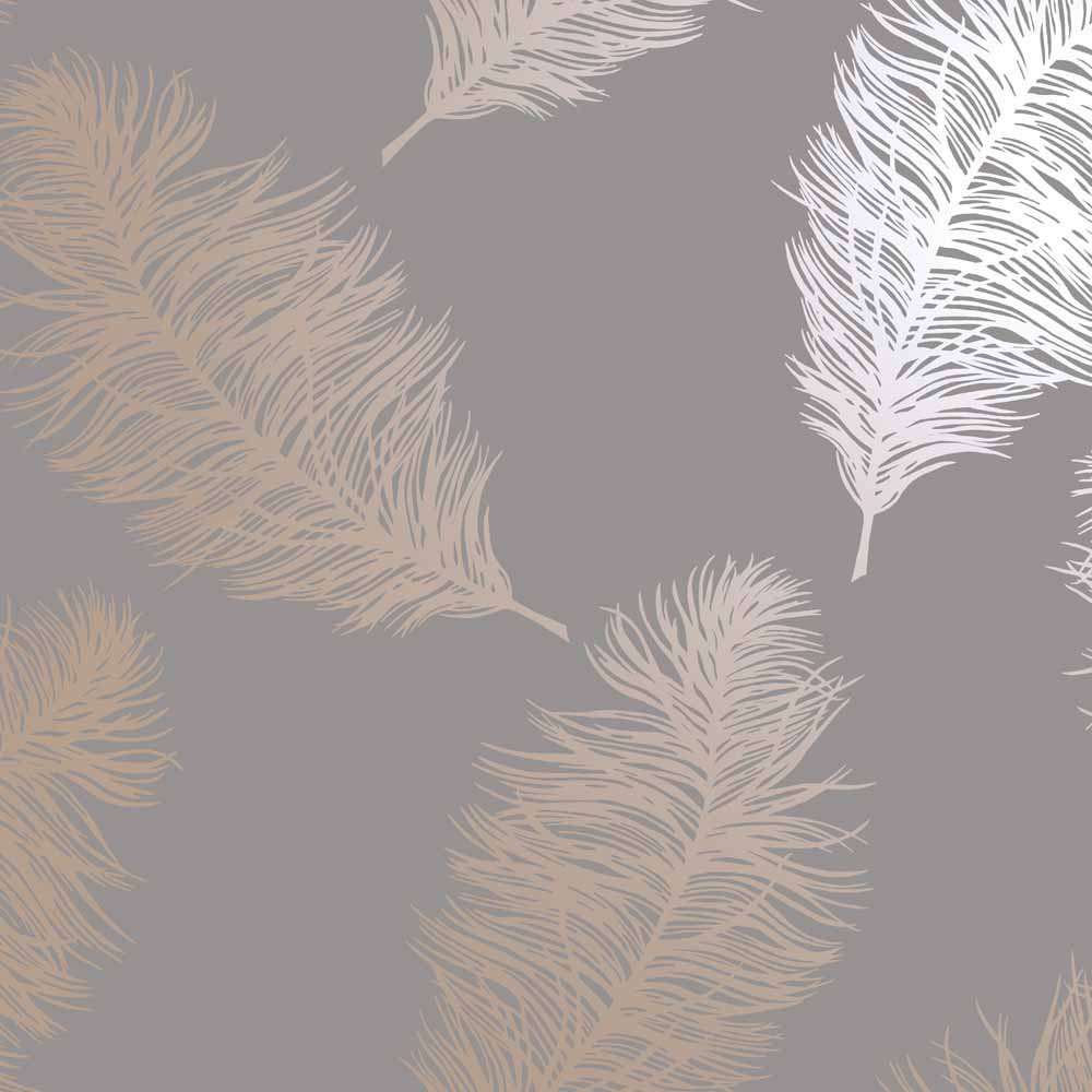 Holden Decor Fawning Feather Grey Rose Gold Wallpaper Image 1
