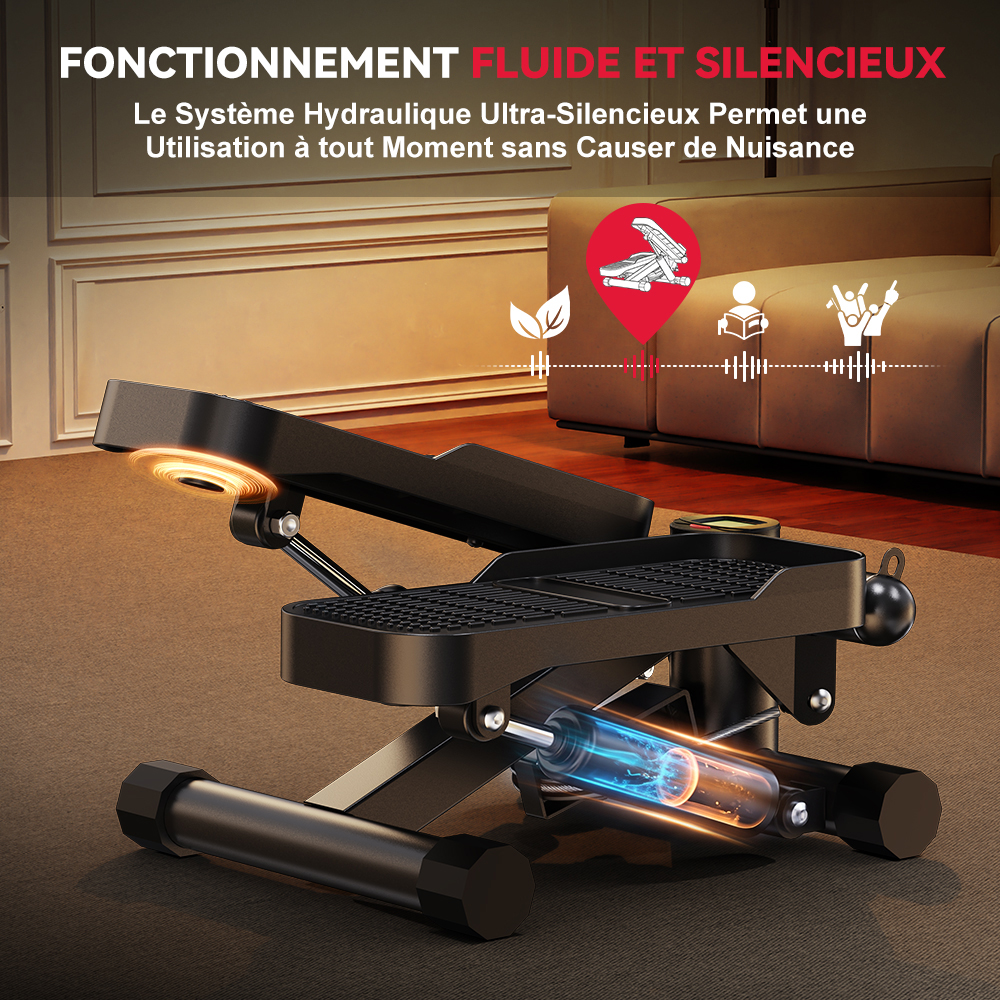Rattrix Black Mini Hydraulic Stepper with Resistance Bands Image 4