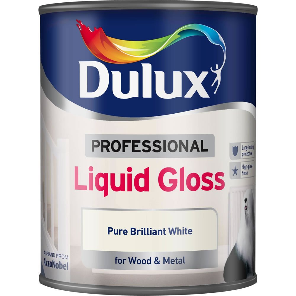 Dulux Professional Pure Brilliant White Liquid Gloss Paint 750ml Image 2