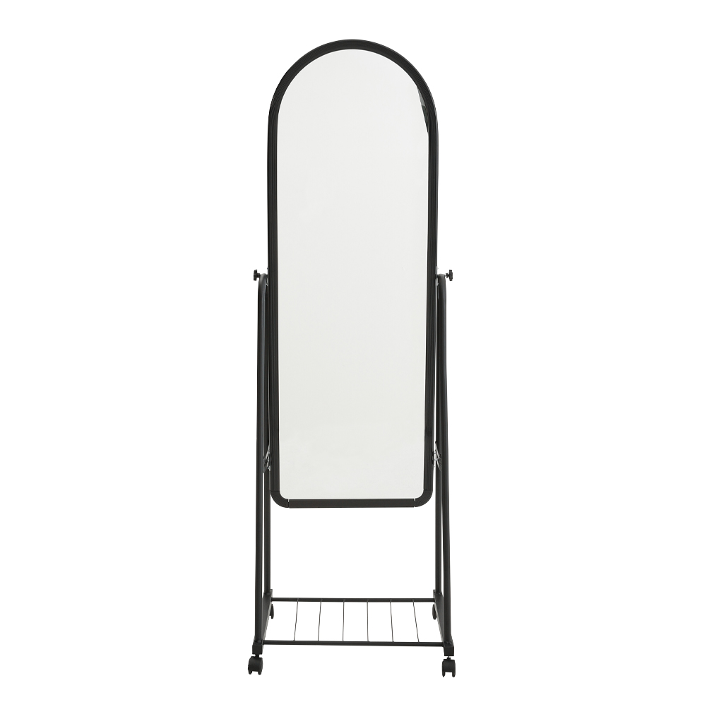 Living and Home Black Arched Full Length Rolling Mirror with Wheels Image 1